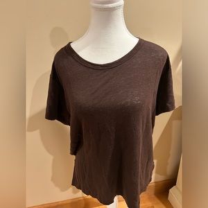 H&M Women’s Short Sleeve Blouse-Brown SIZE LARGE